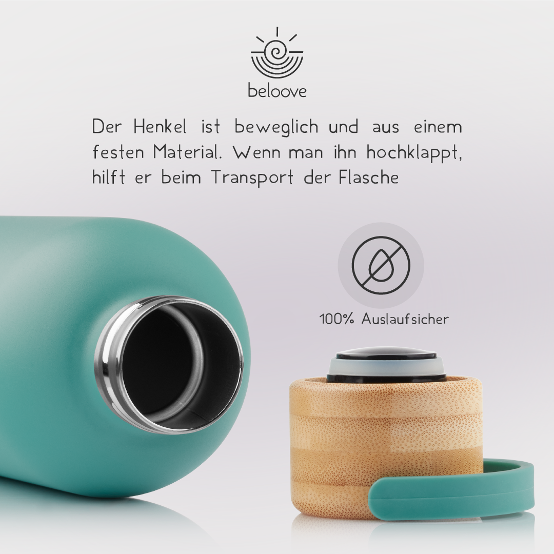 beloove™ Trinkflasche Edelstahl BPA-frei - Doppelwandige Thermosflasche, auslaufsicher.